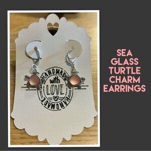 Sea Glass Turtle Charm Earrings